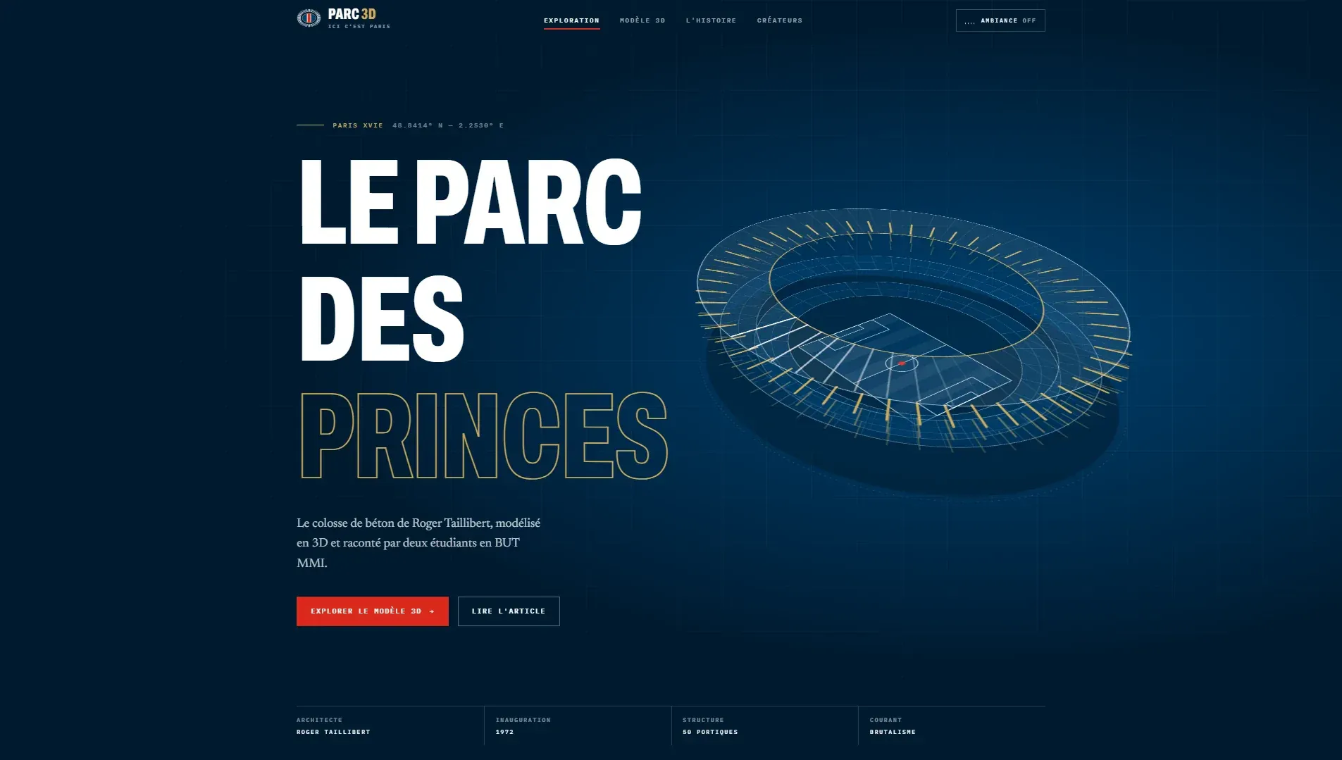 Cette image montre la page d'accueil du site